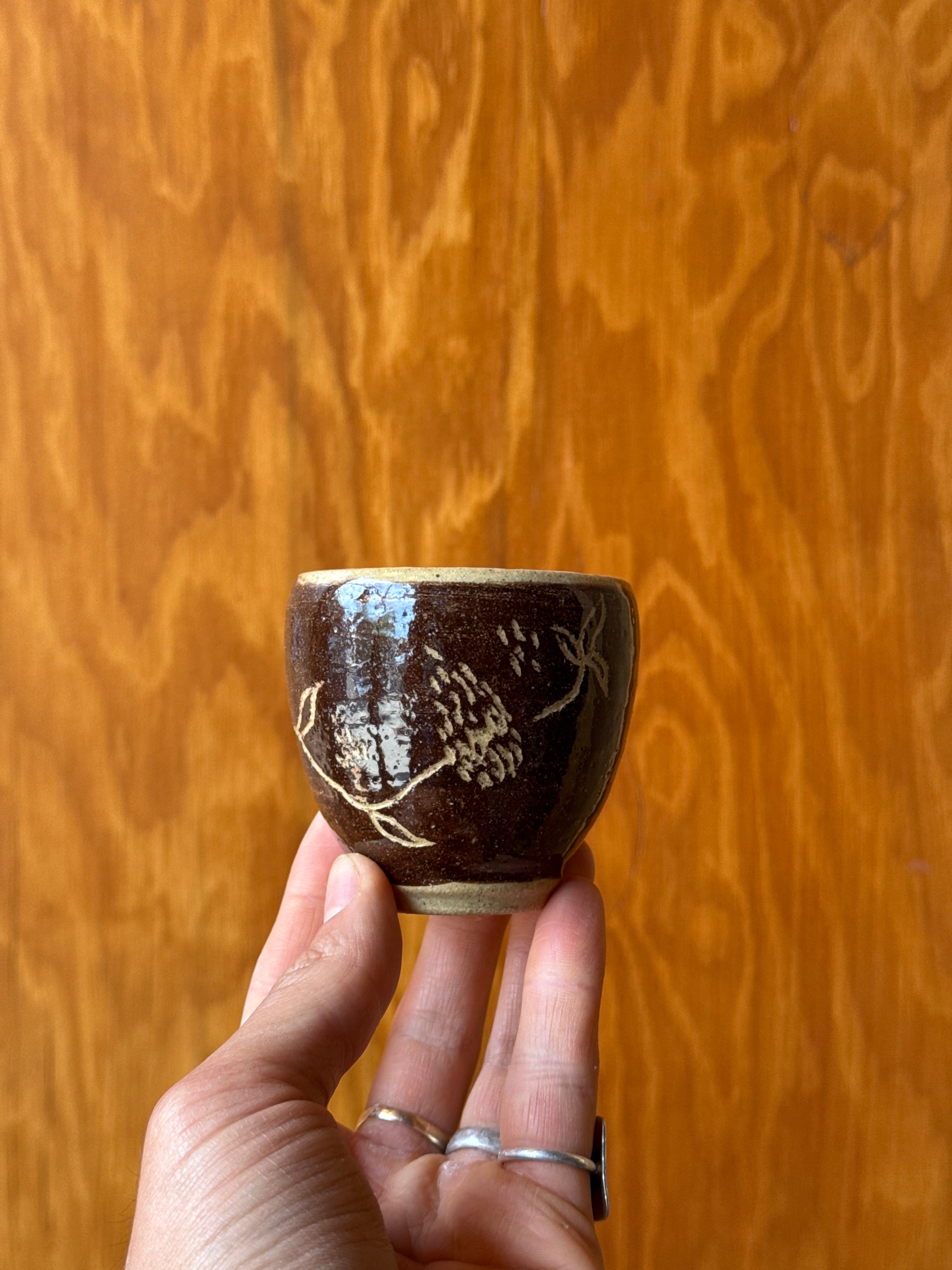 Floral Sgraffito Espresso Cup