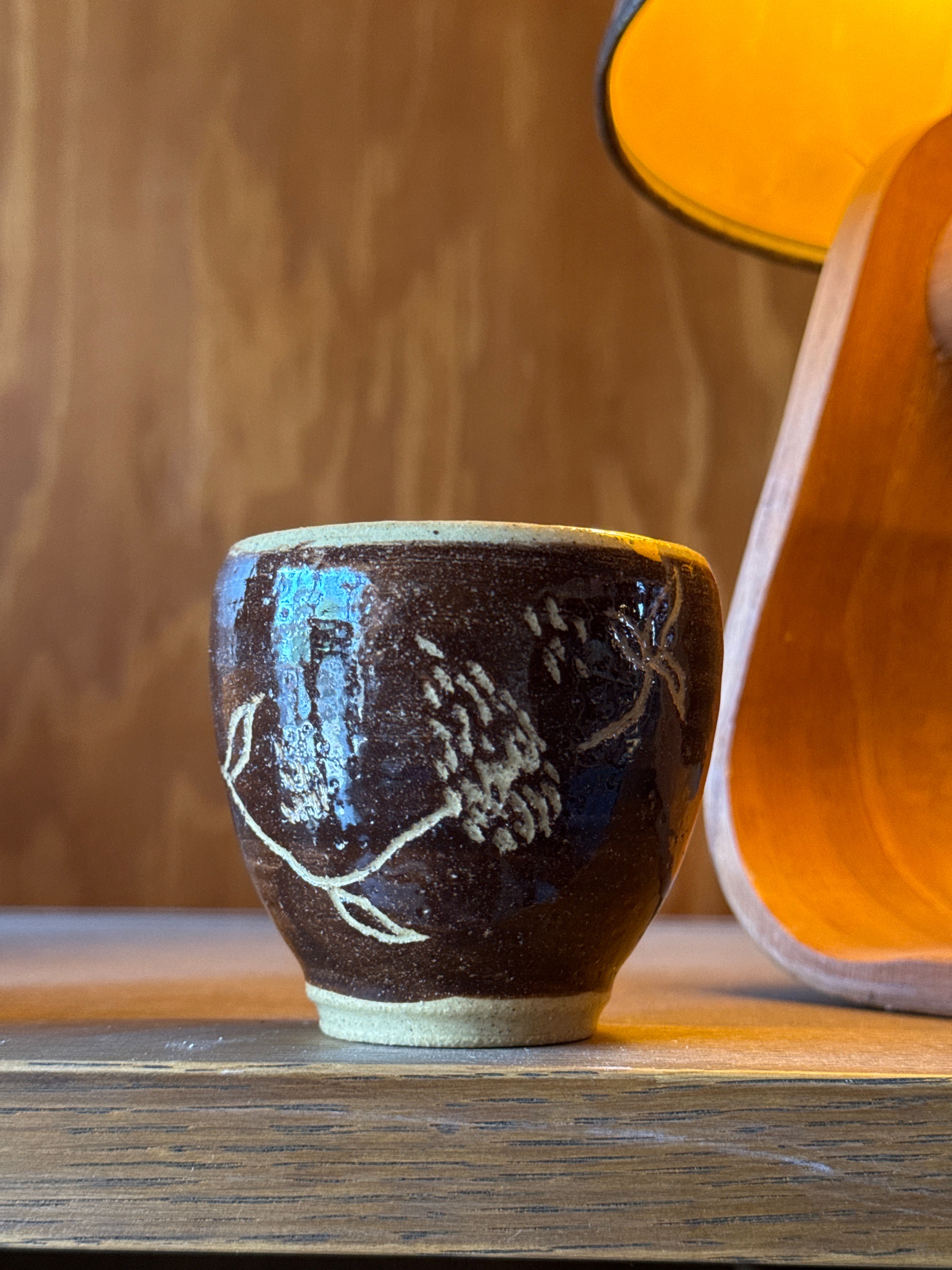 Floral Sgraffito Espresso Cup
