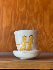 Porcelain Boot Cortado Cup, with Saucer