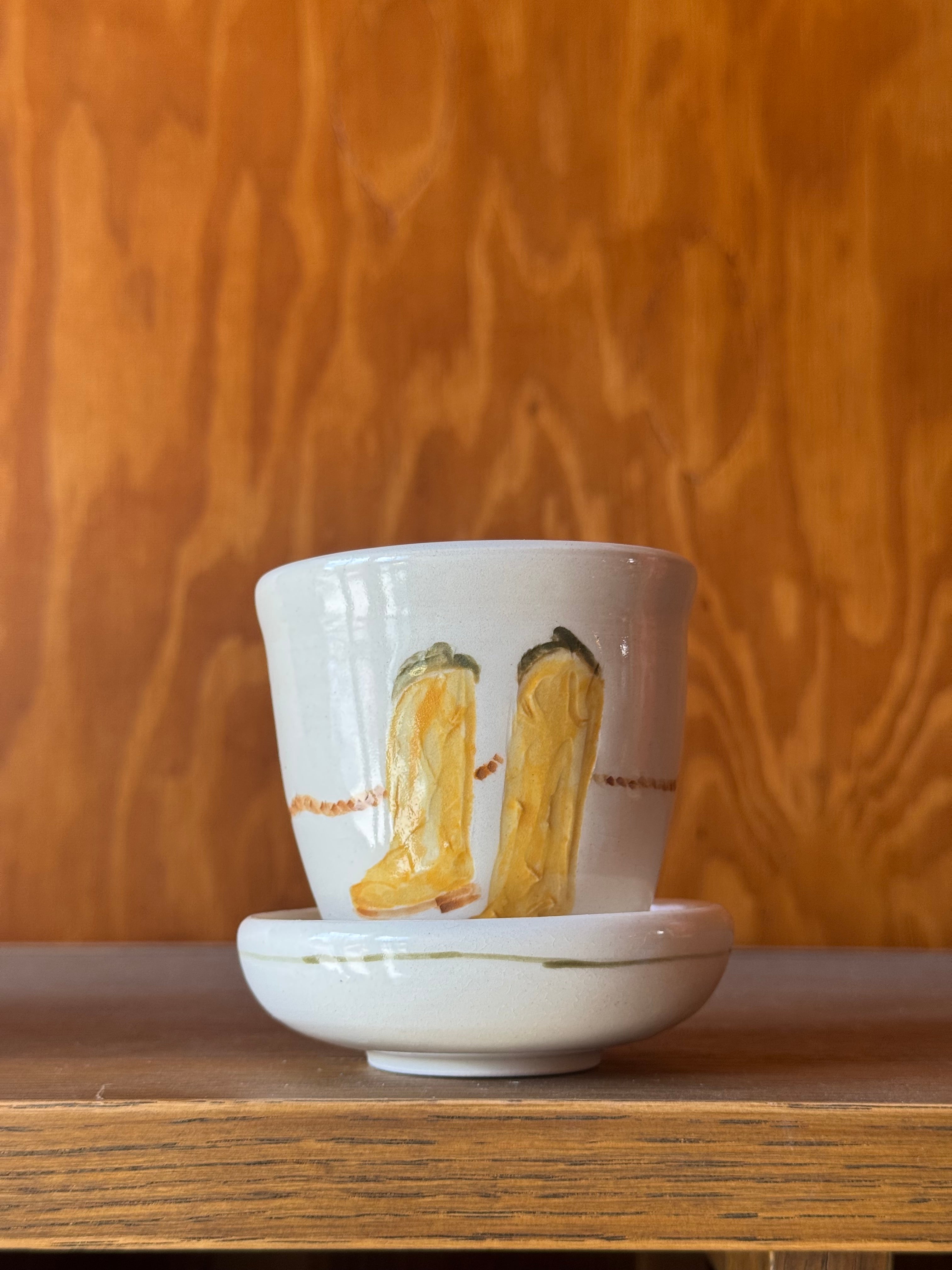 Porcelain Boot Cortado Cup, with Saucer