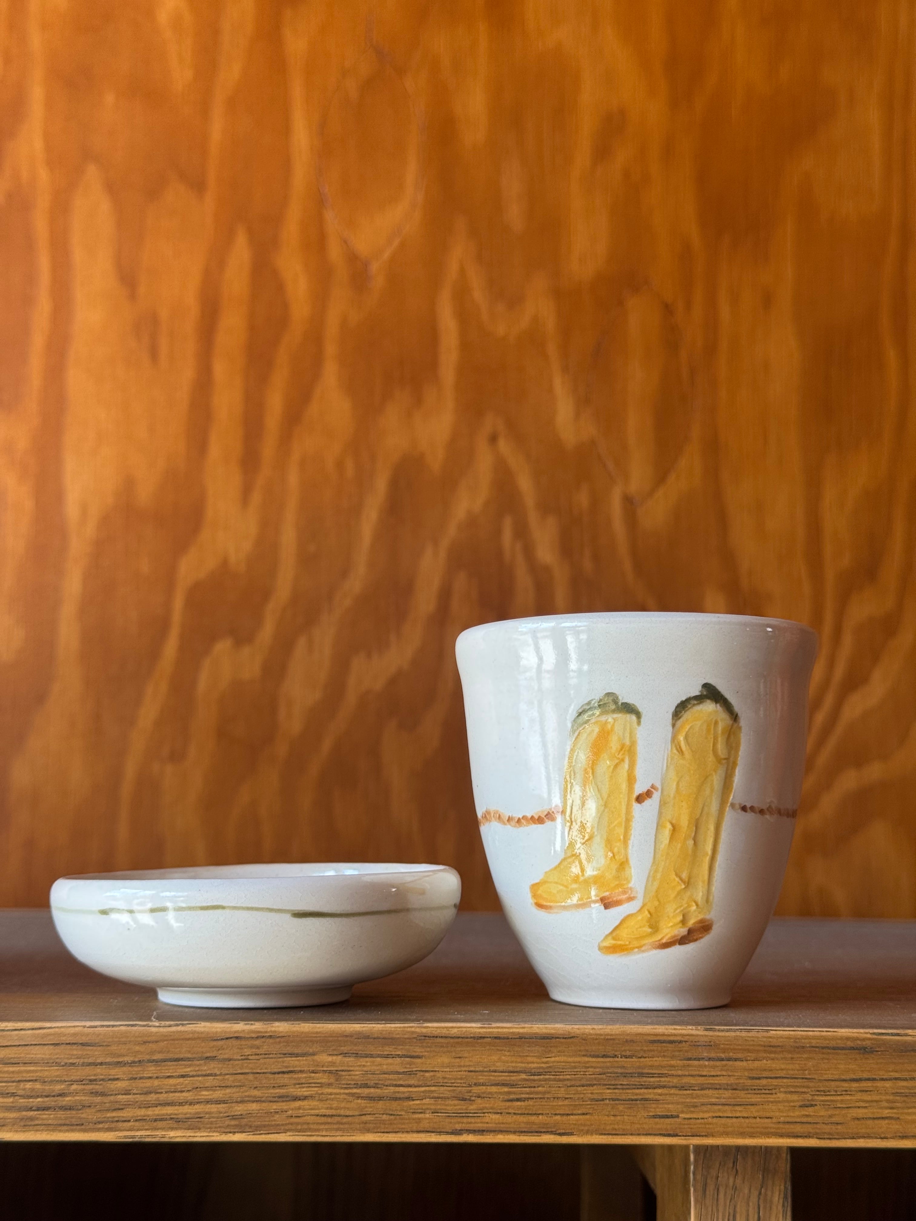 Porcelain Boot Cortado Cup, with Saucer