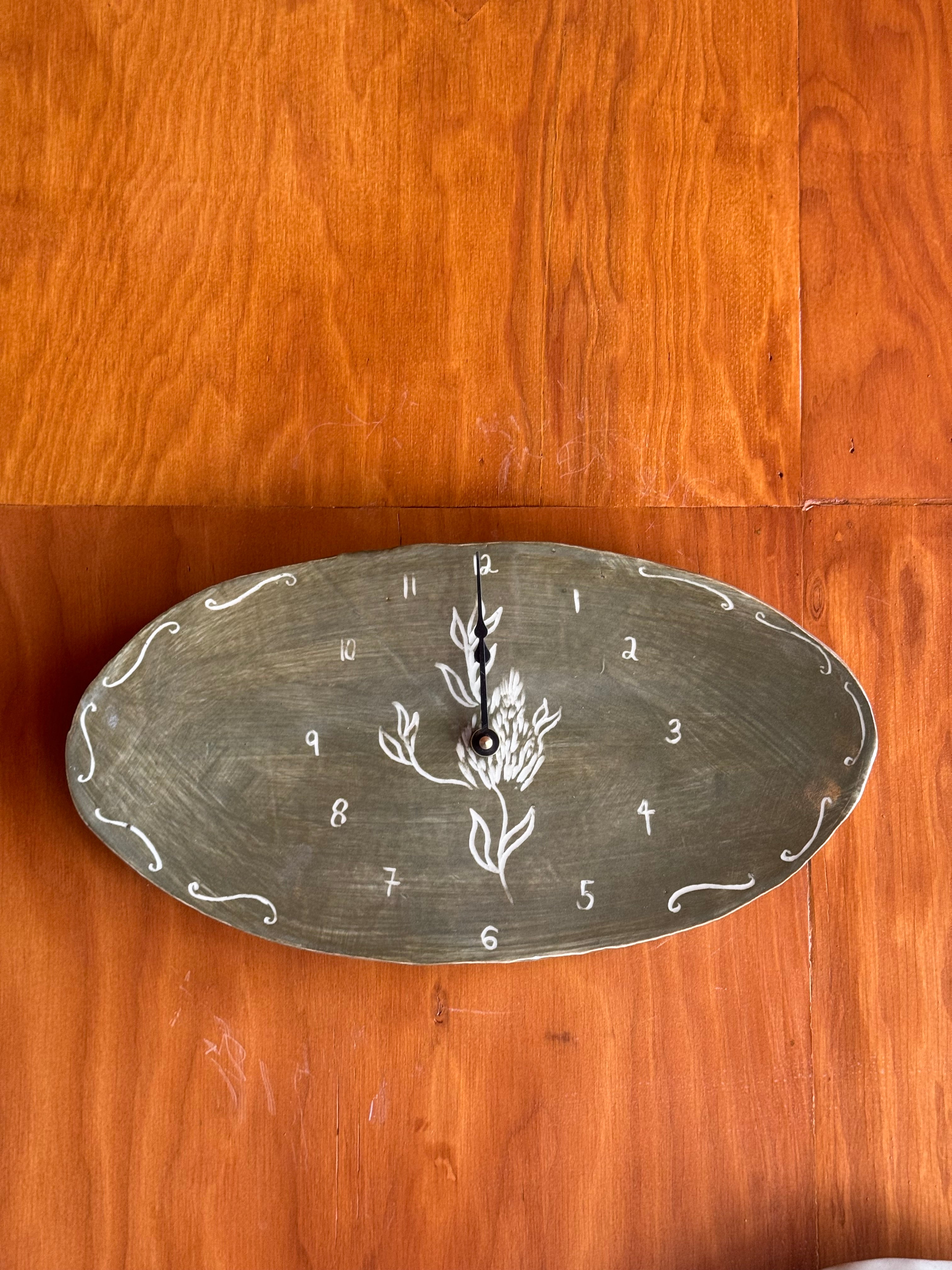 a simple flower - Oval Clock