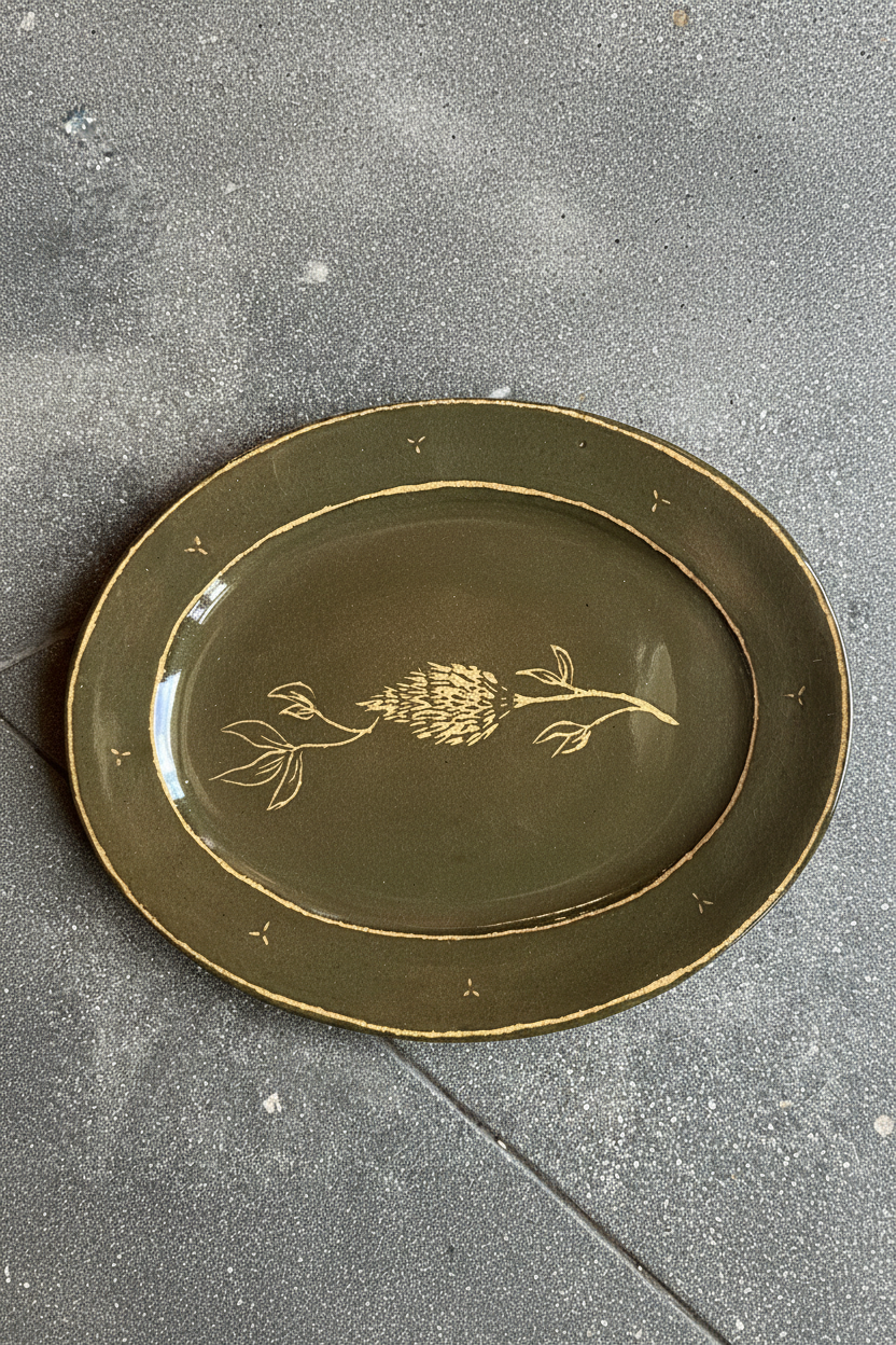 Green Pine - Large Oval Serving Platter - Presale