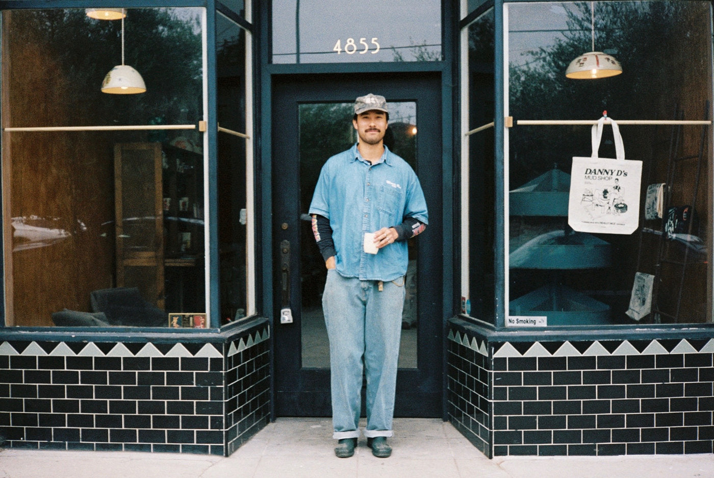 Danny in front of the Mud Shop