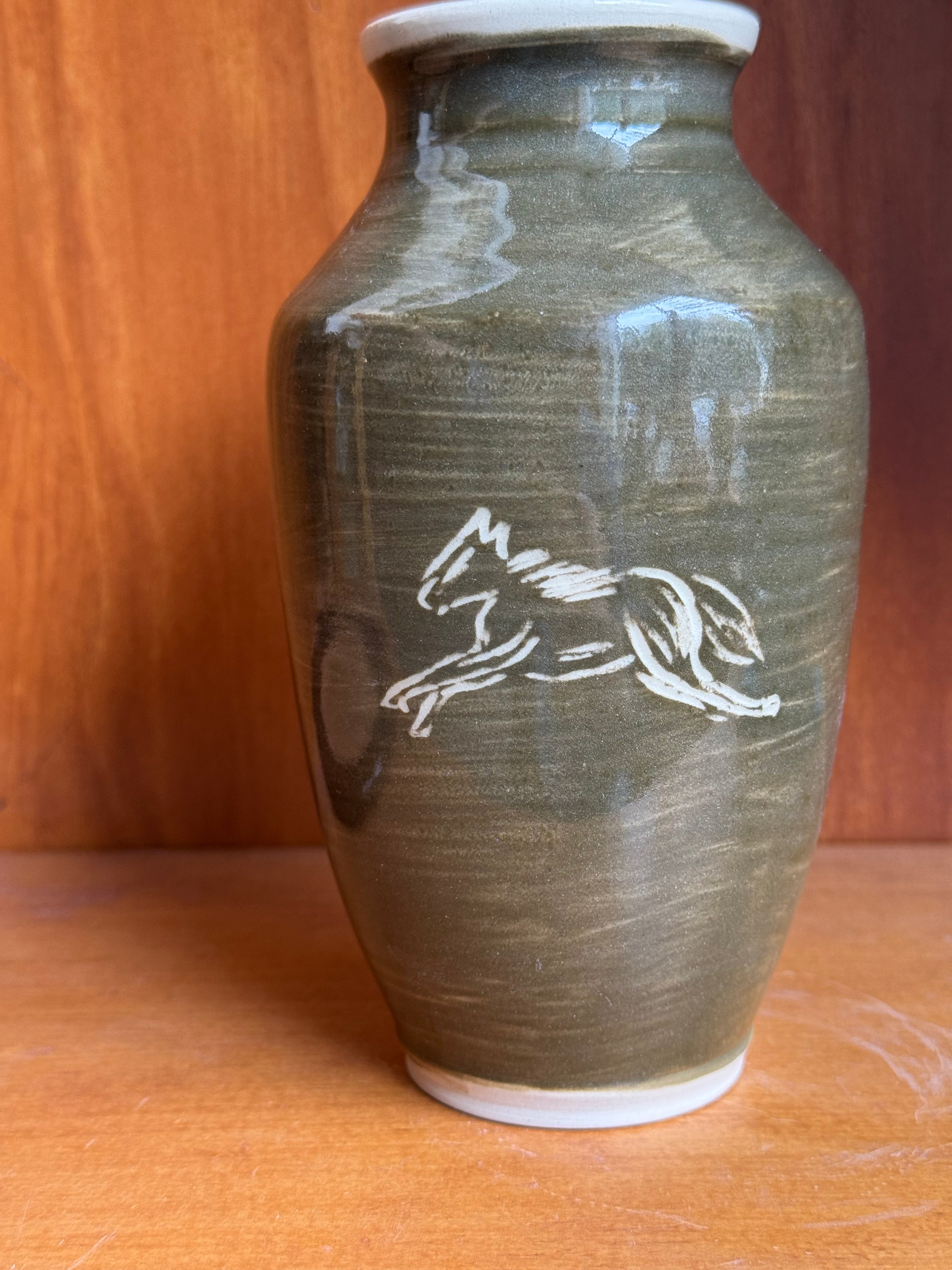 Green Horse Vase