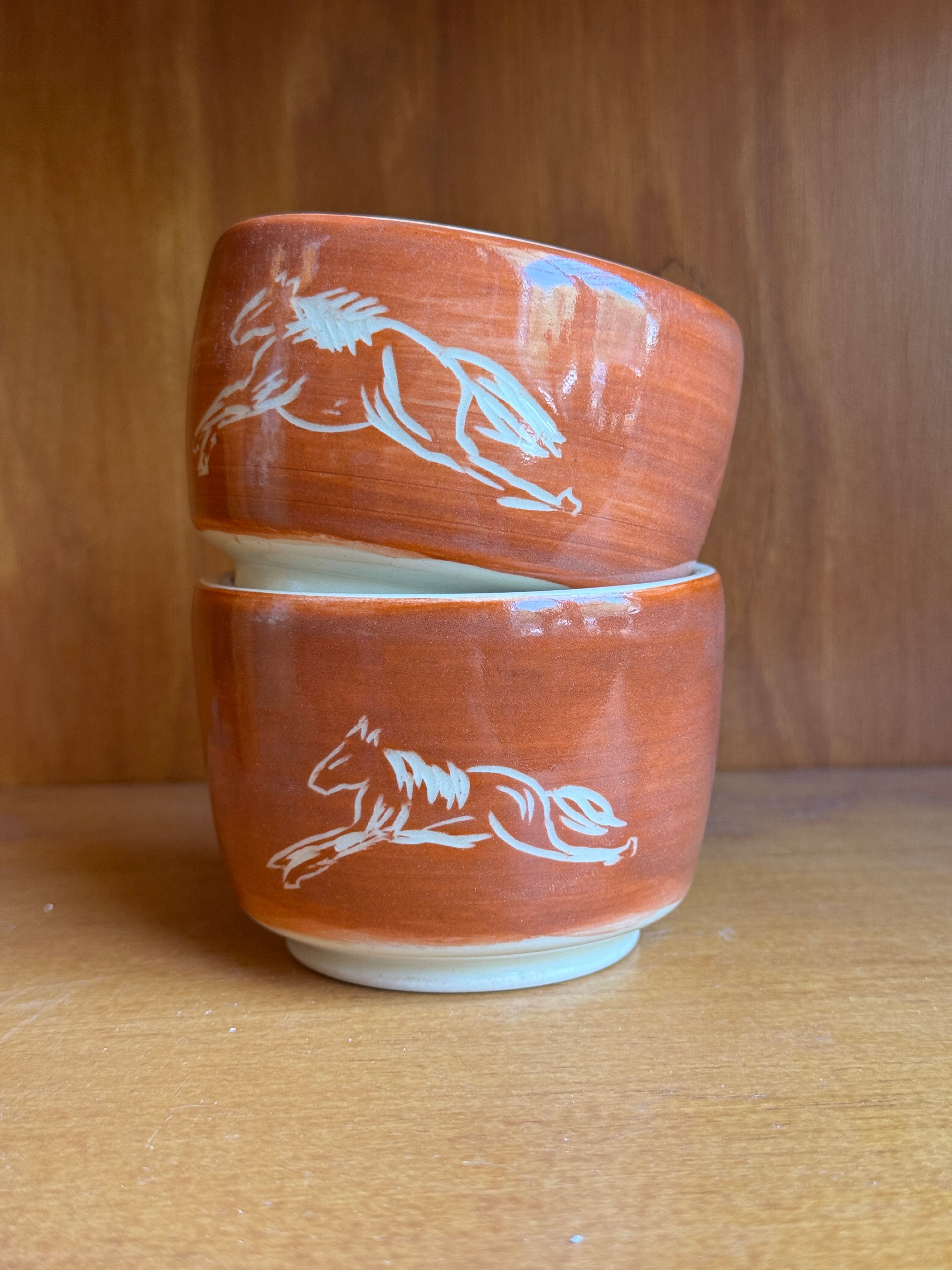 Fancy Orange Horse Cortado Cup