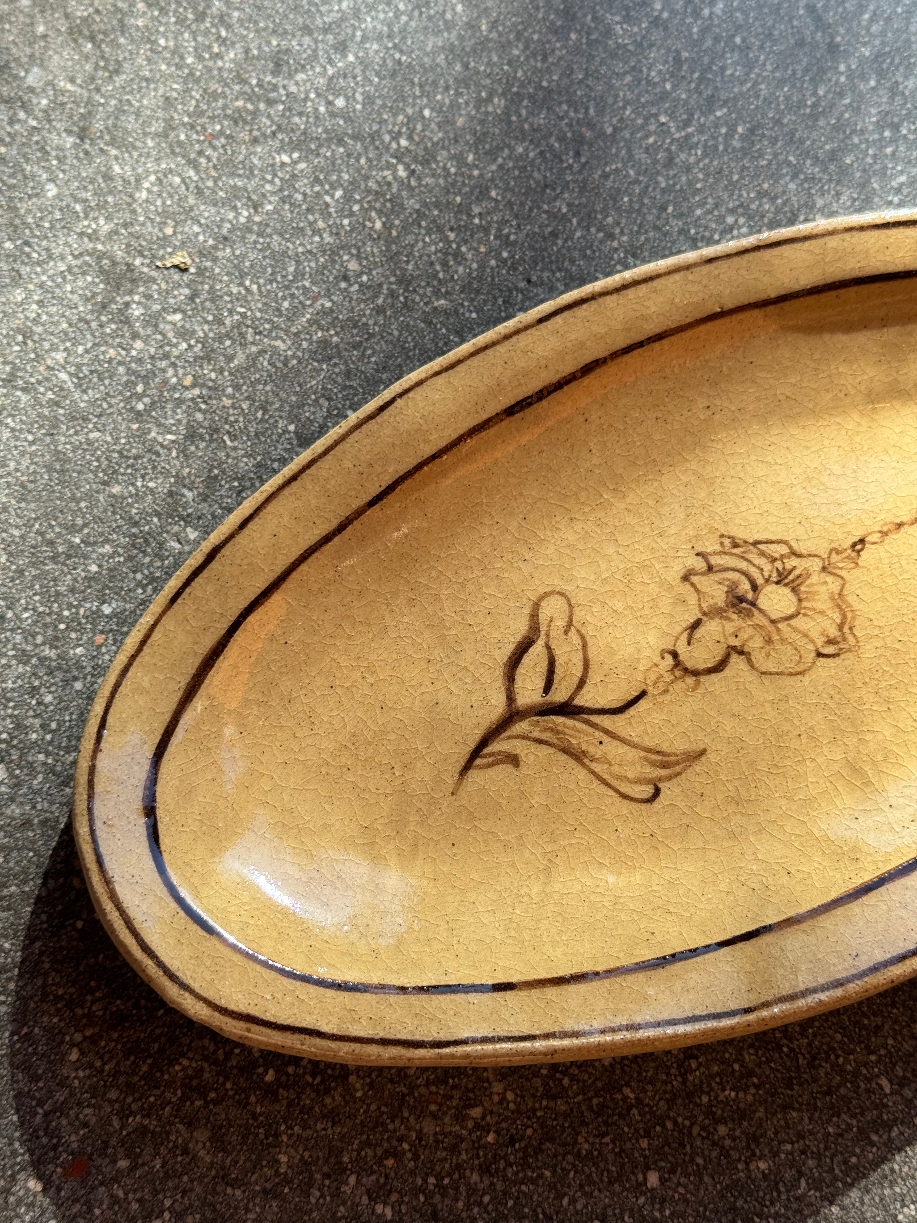 Brown Flower Bistro Oval