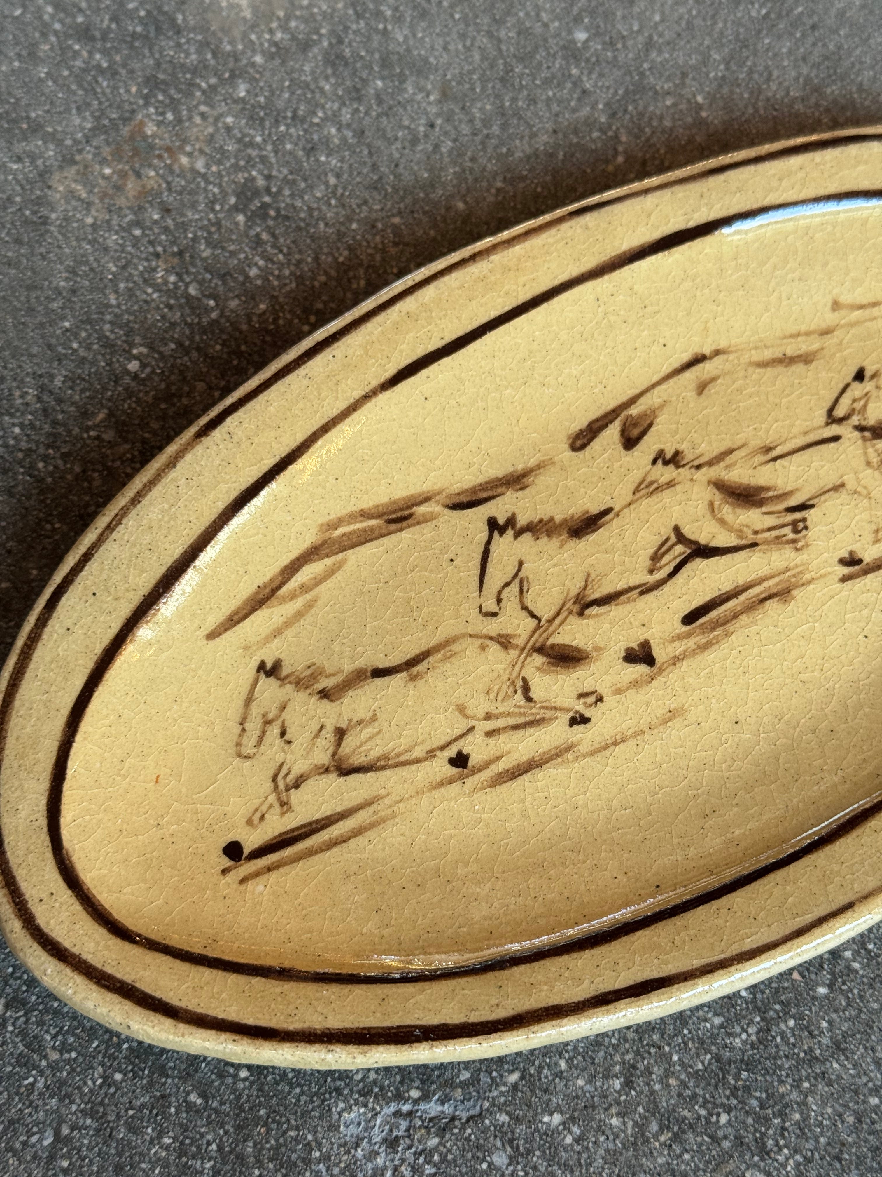 Brown Running Horses Oval Bistro