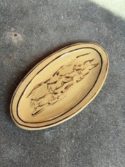 Brown Running Horses Oval Bistro