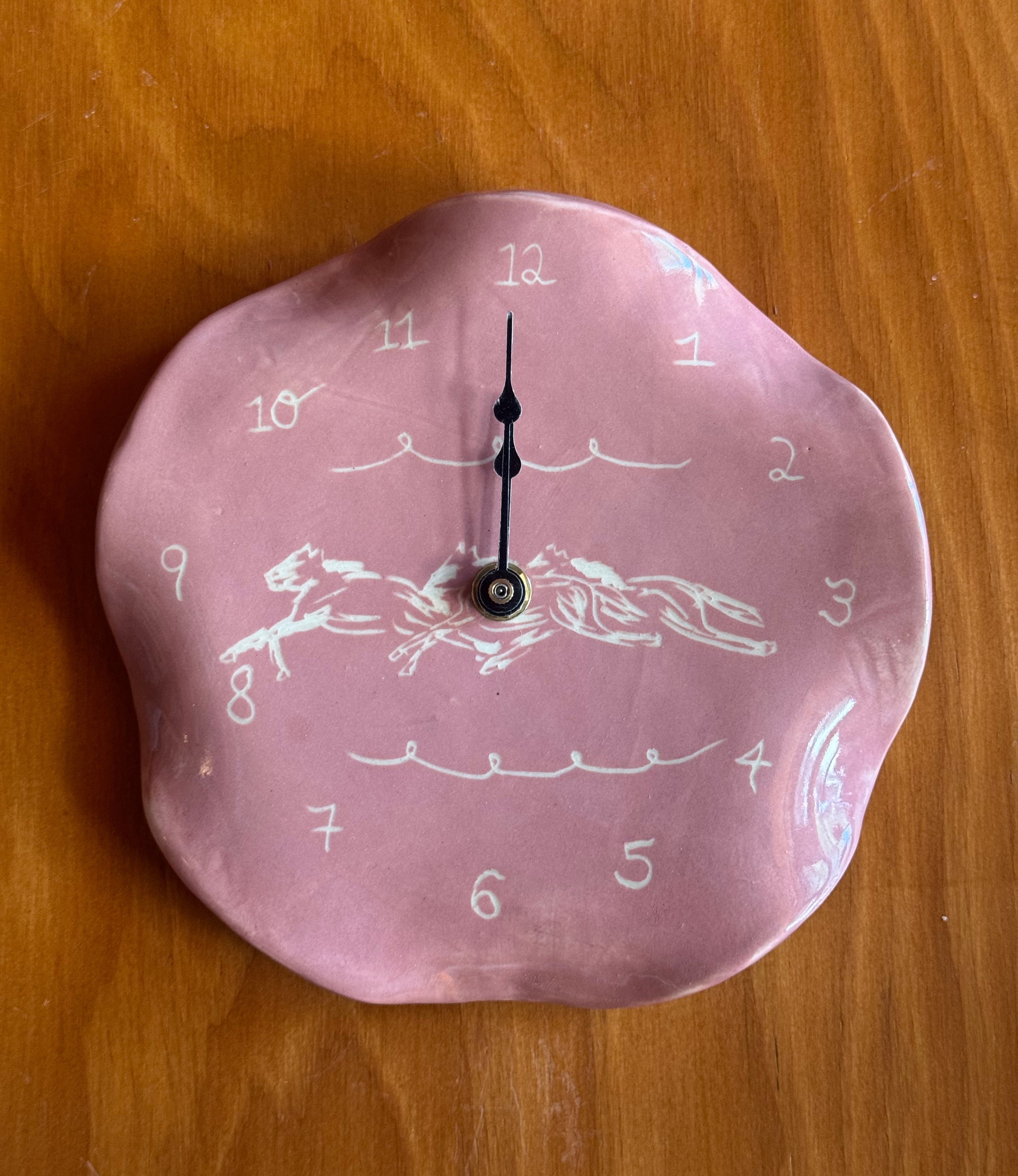Pink Horses - Clock