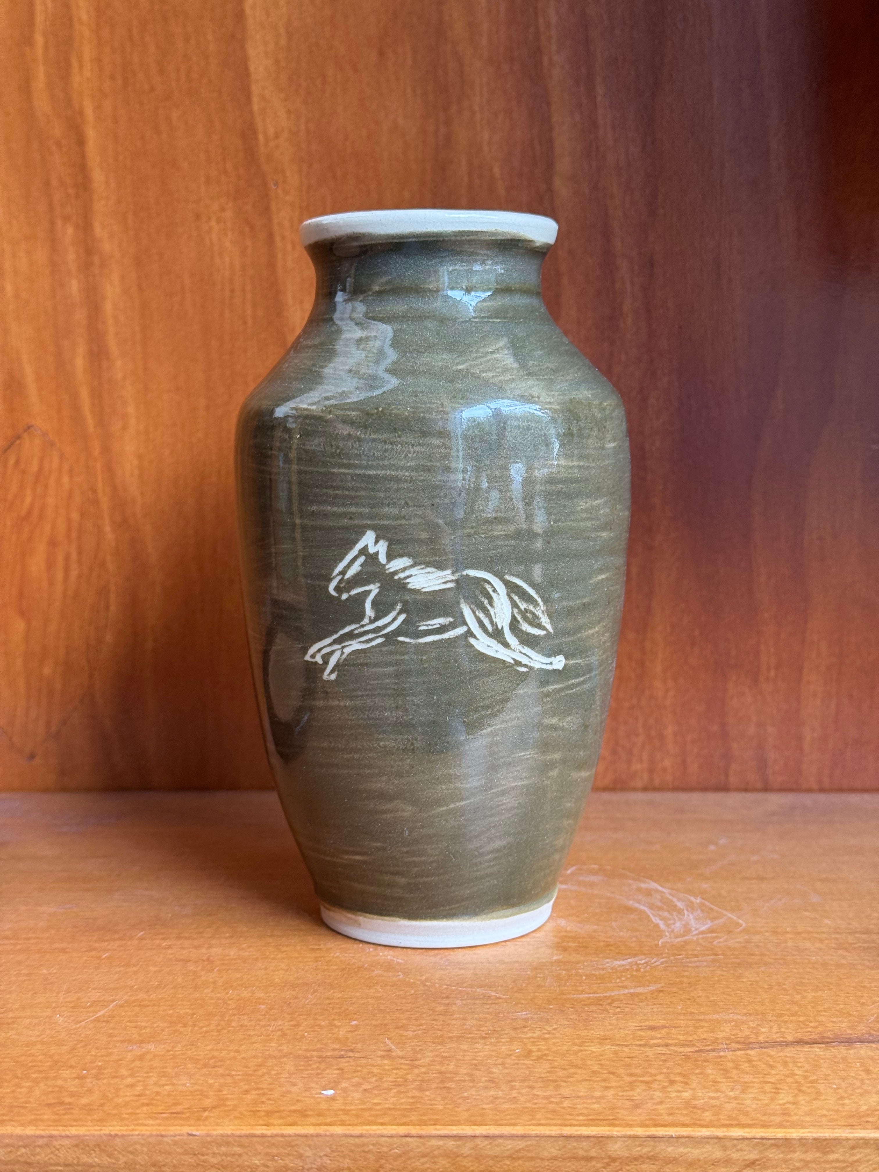 Green Horse Vase