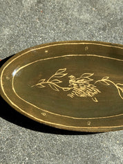 Green Flower - Oval Bistro Plate