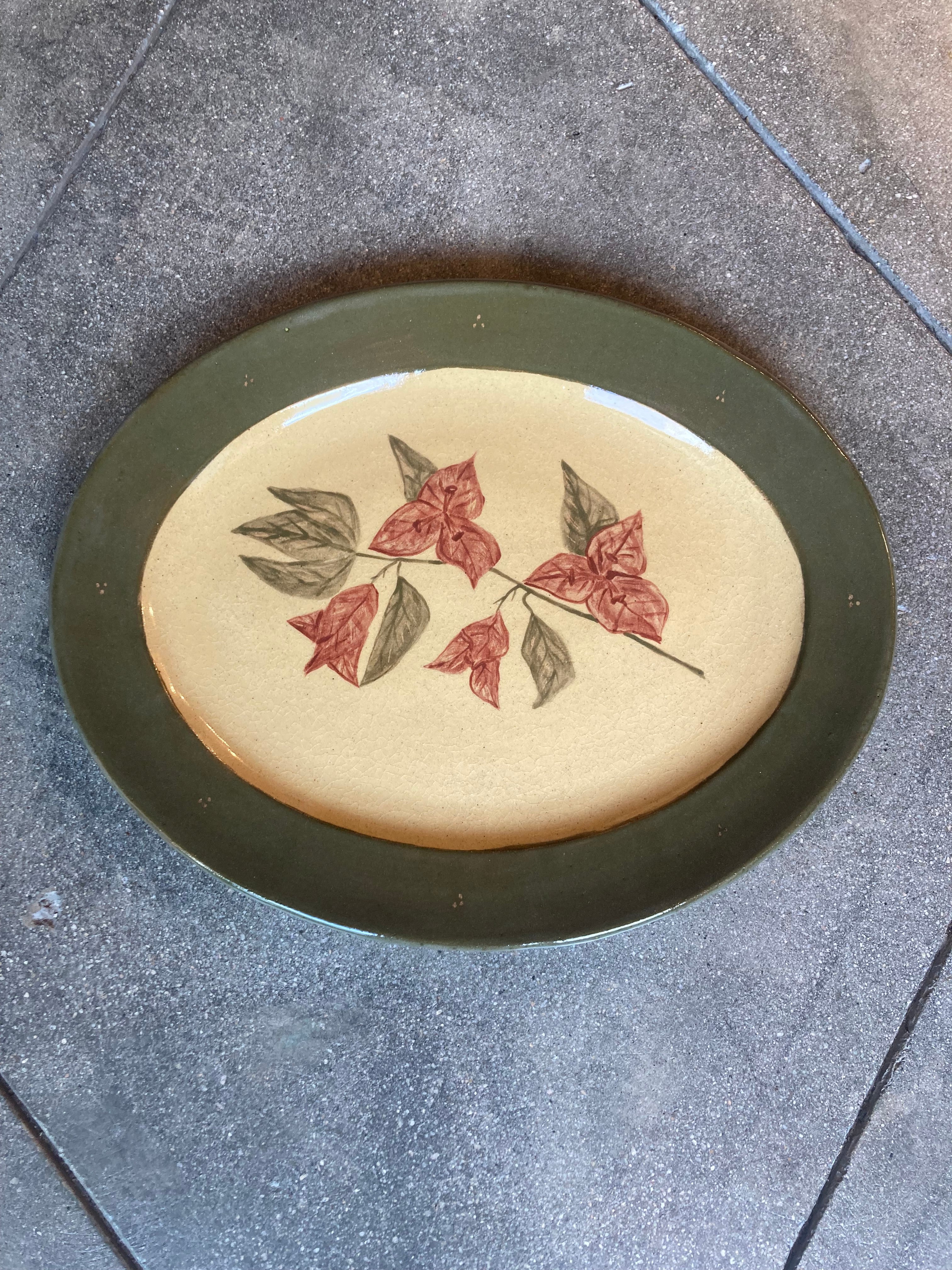 Green & Red Leaves - Large Oval Serving Platter - Presale