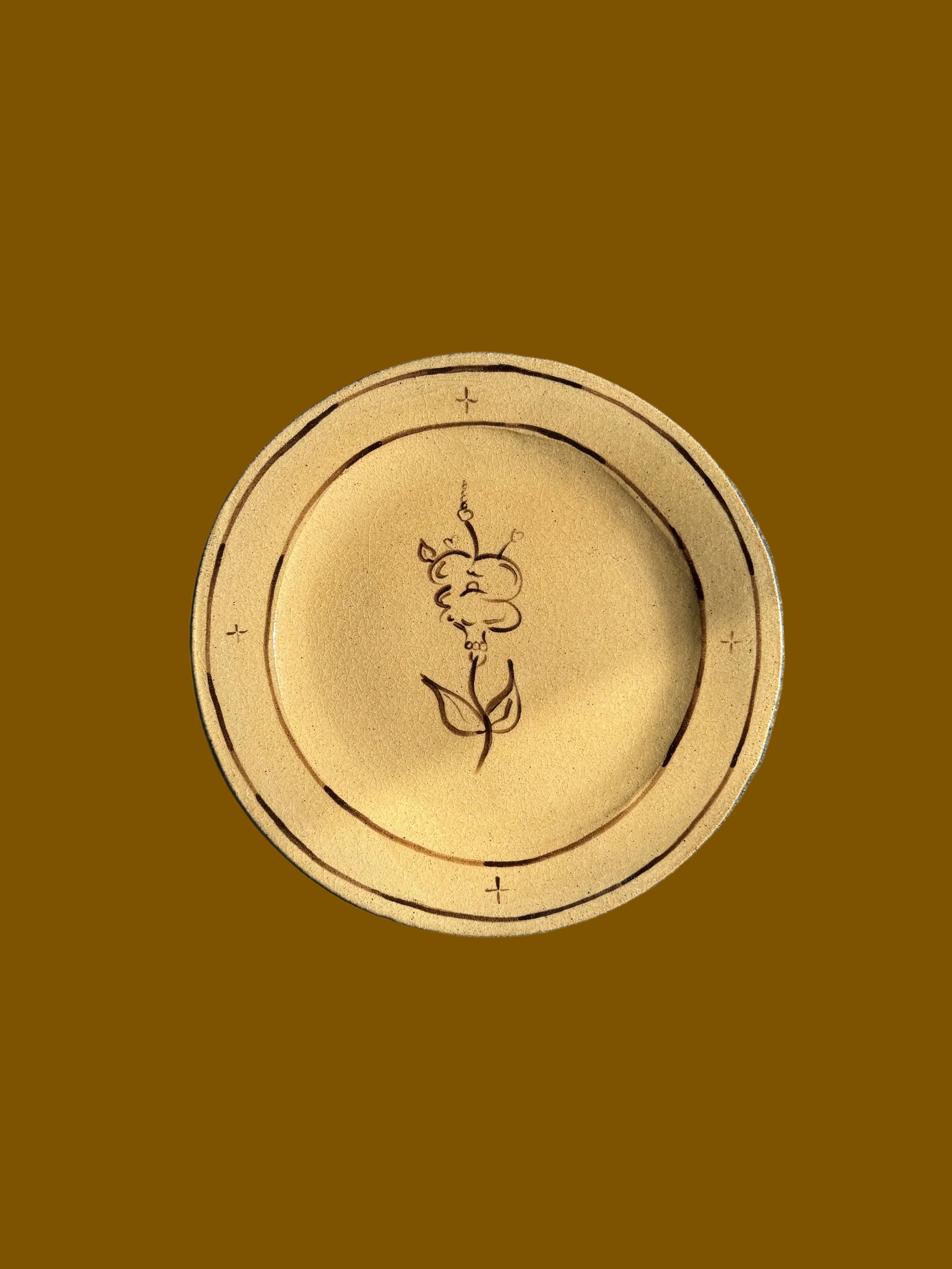 Brown Flower - Medium Dinner Plate