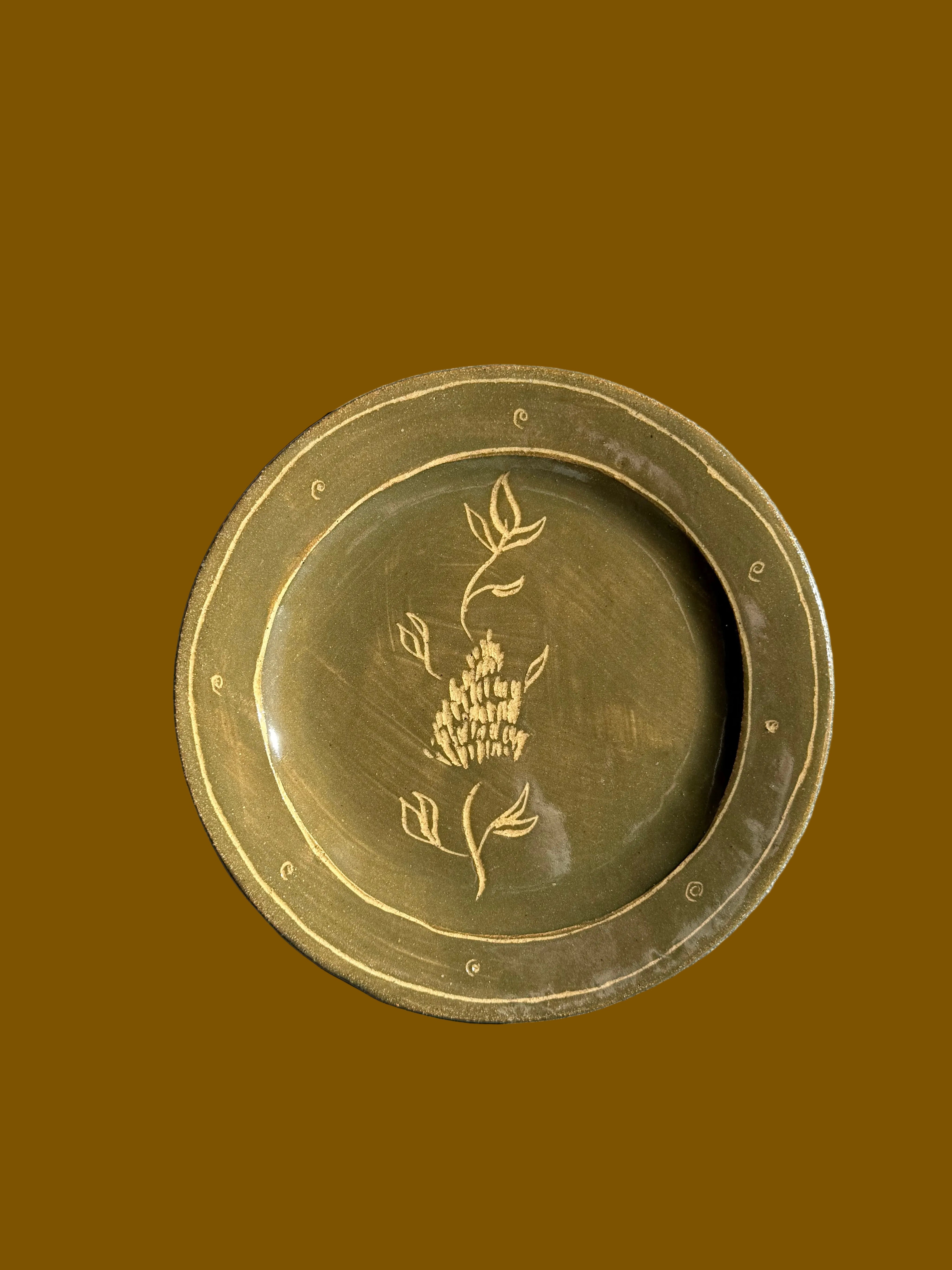 Green Flower - Medium Dinner Plate