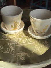 Porcelain Cactus Cortado Cup, with Saucer