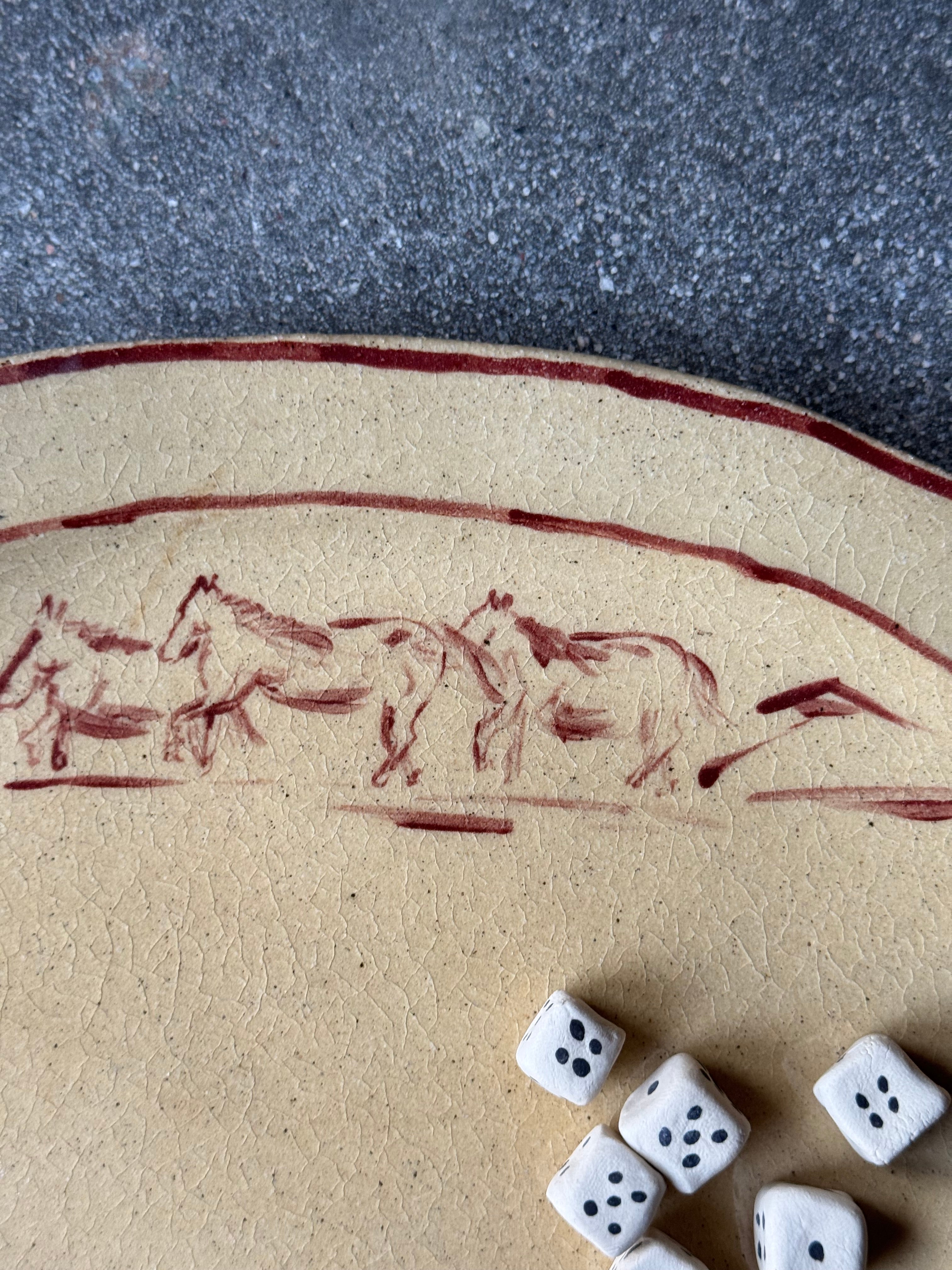 Horses in the Distance - Large Oval Bistro