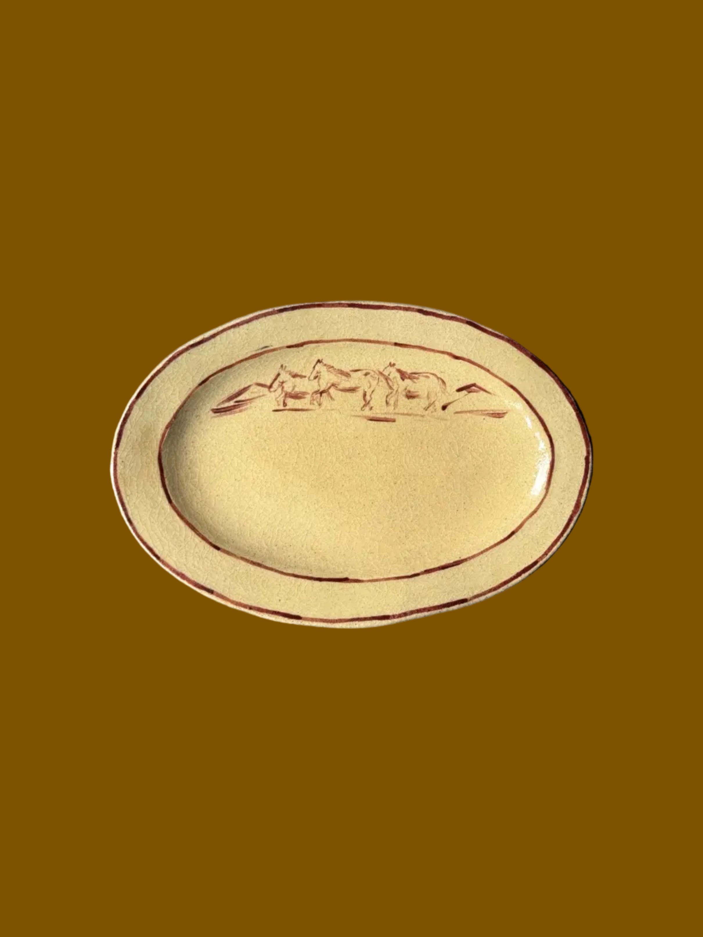 Large Oval Serving - Horses in the Distance