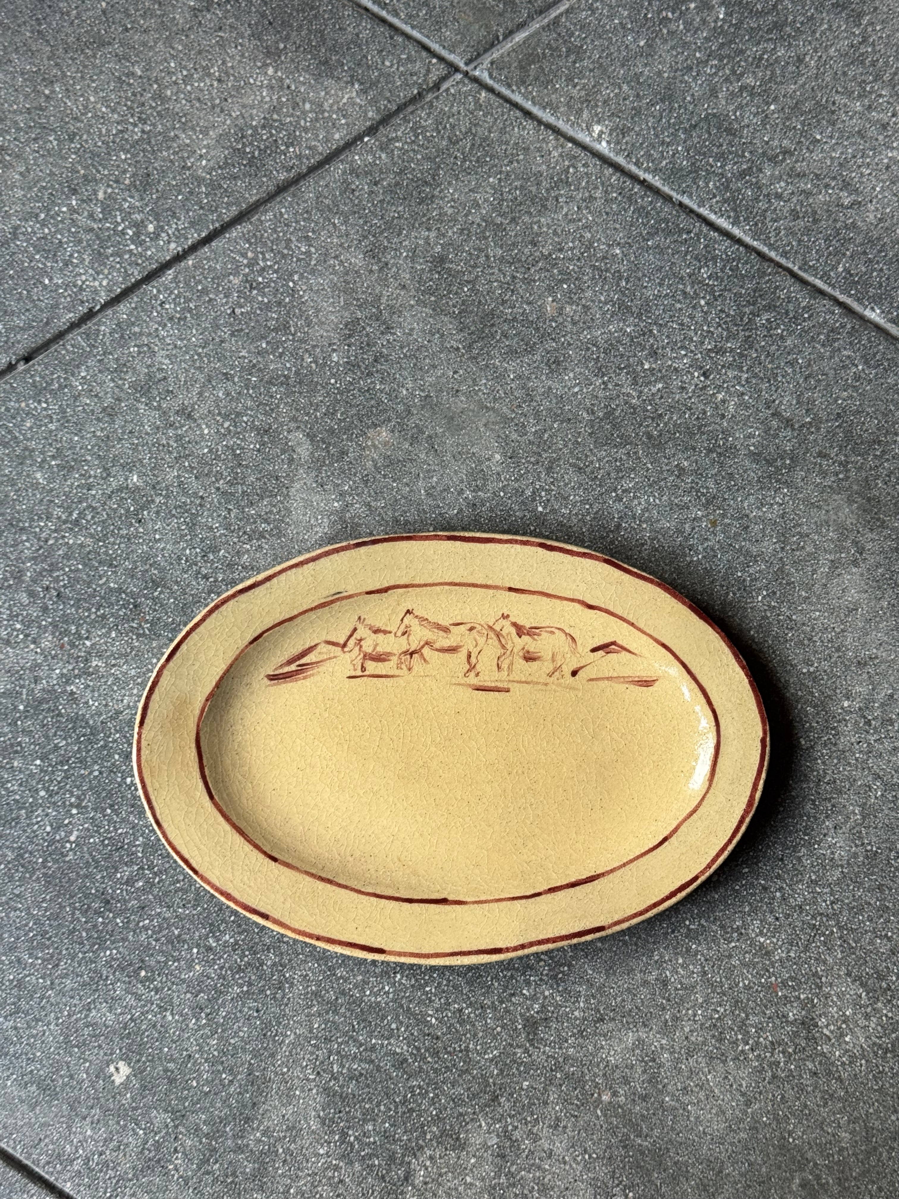 Horses in the Distance - Large Oval Bistro