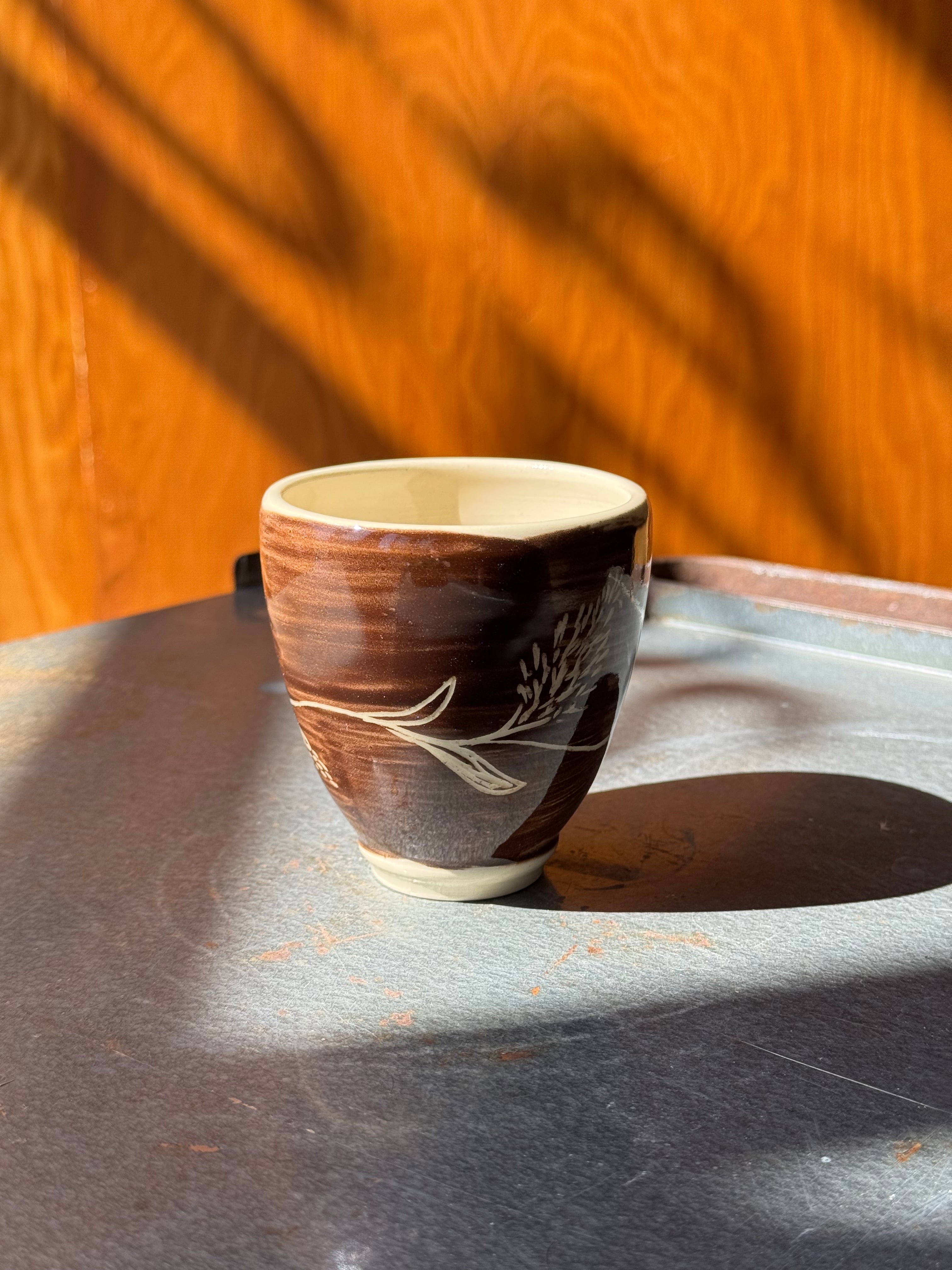 Floral Sgraffito Espresso Cup