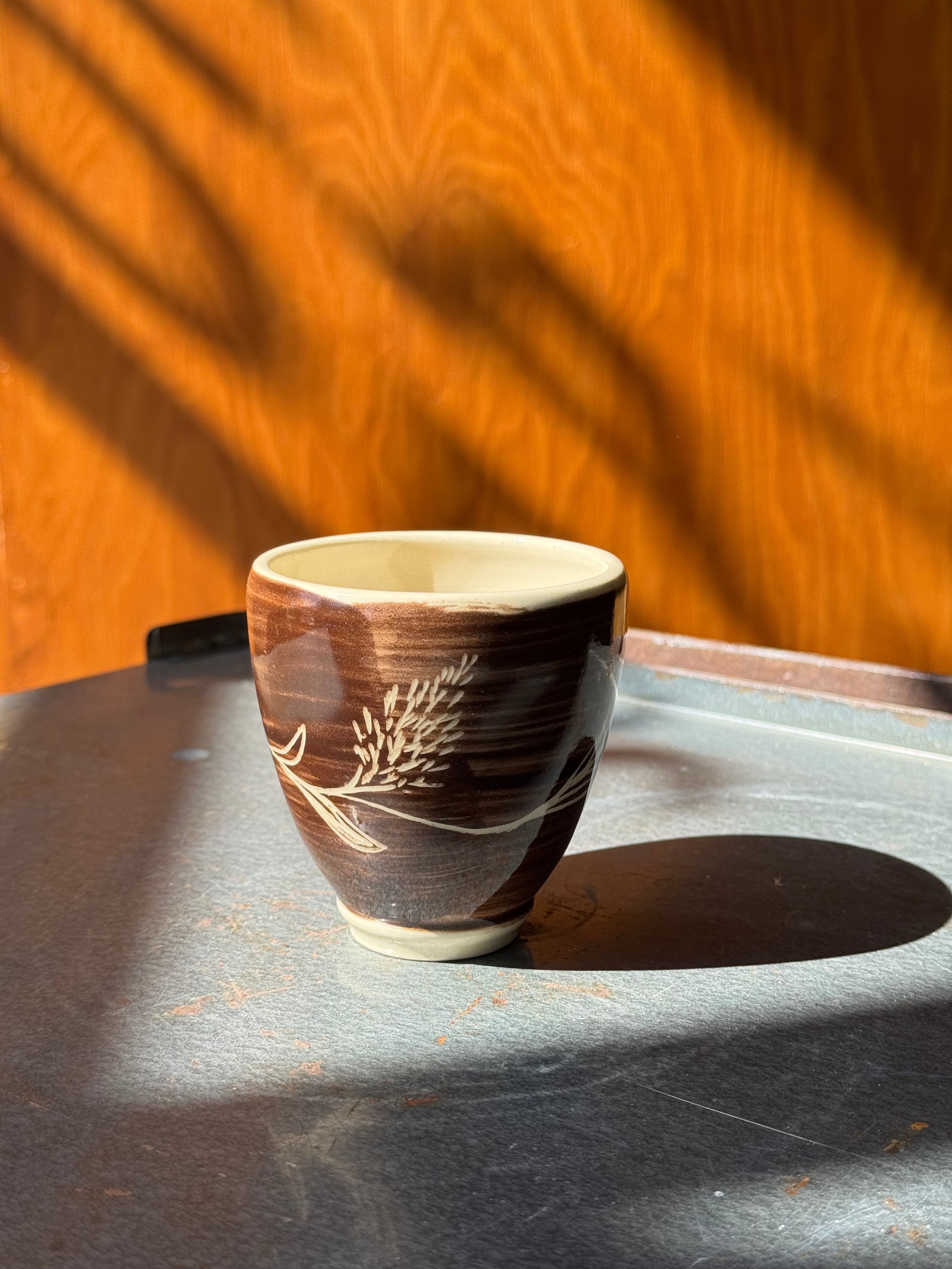 Floral Sgraffito Espresso Cup