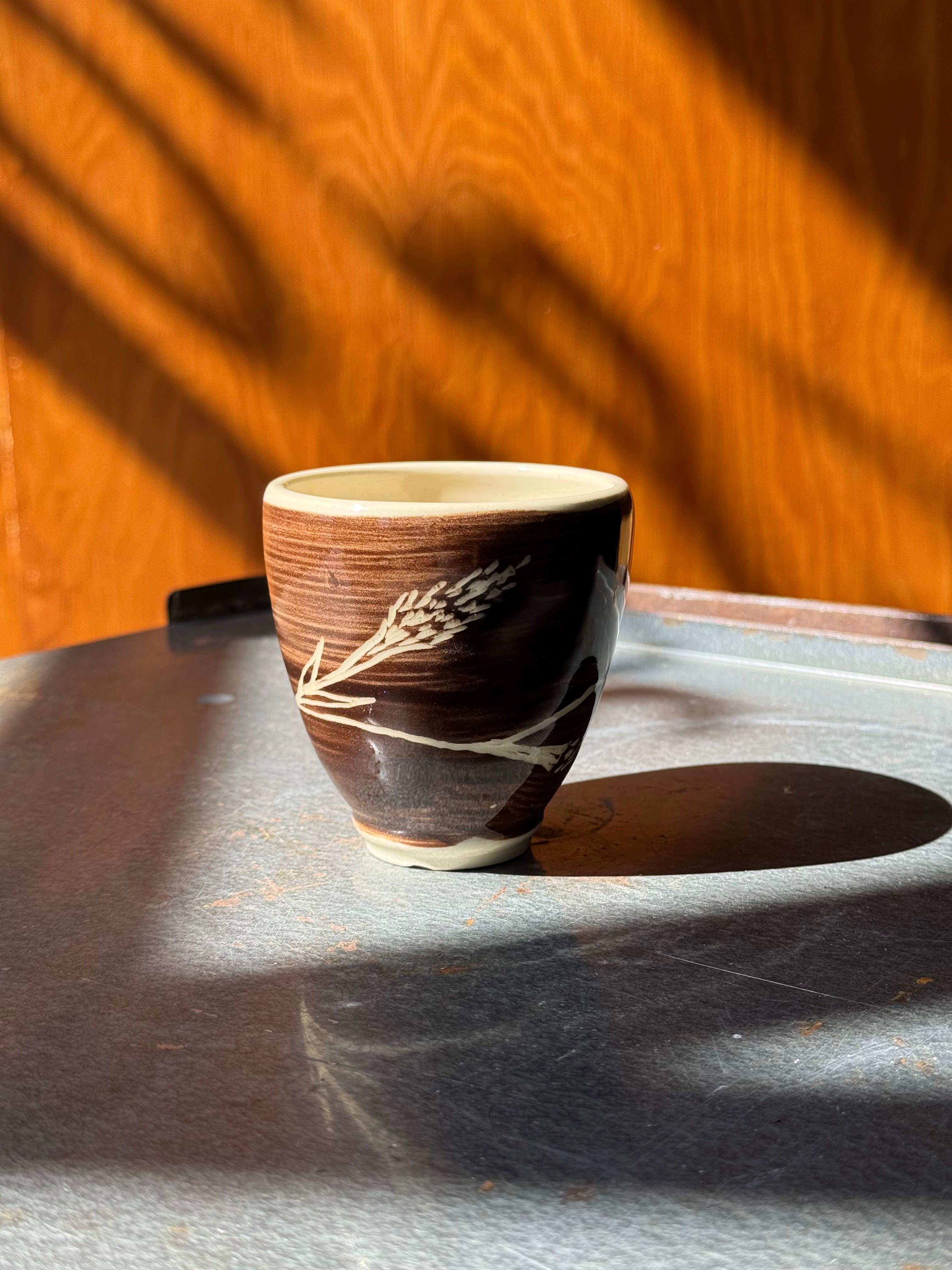 Floral Sgraffito Espresso Cup