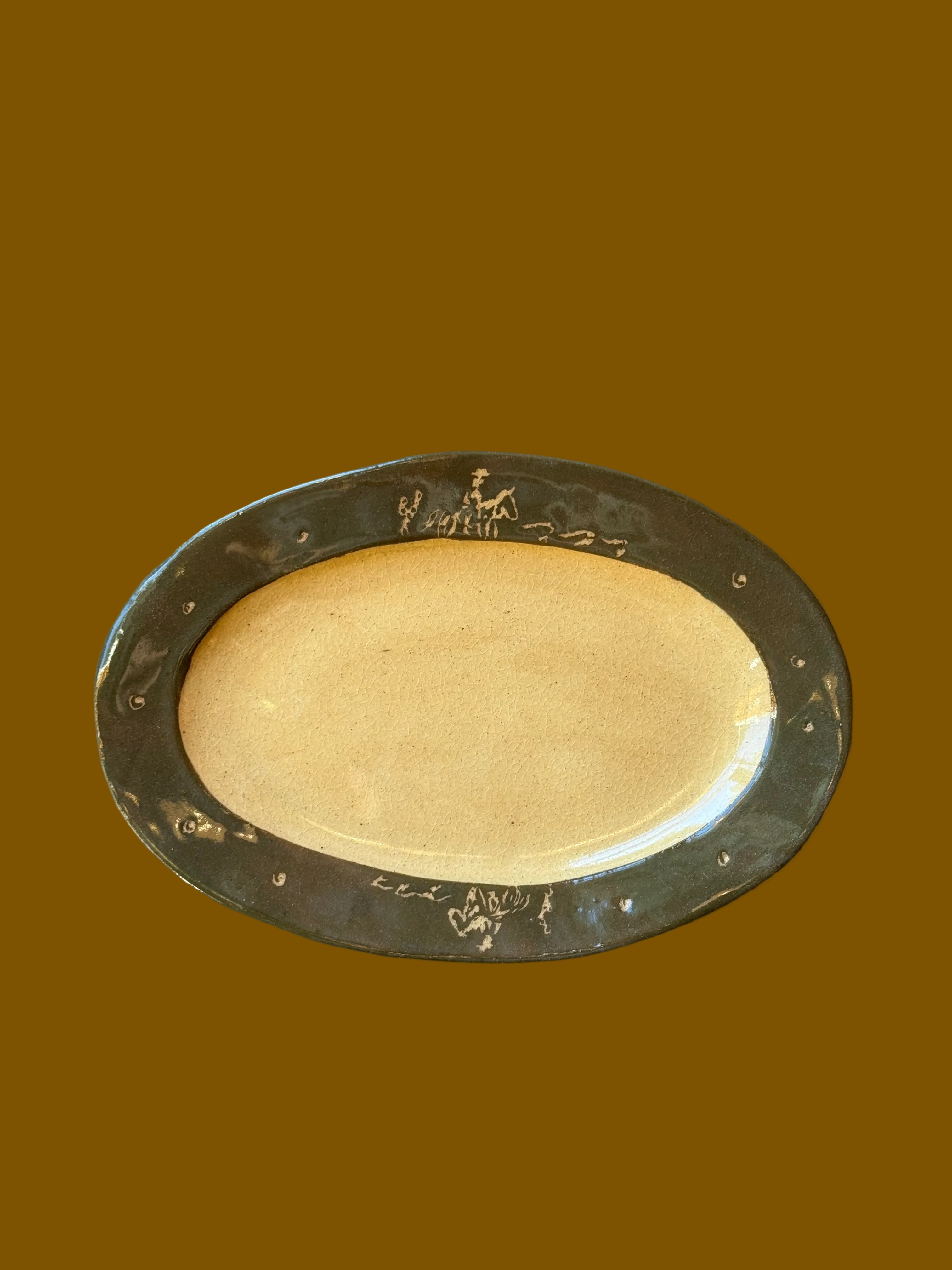 Large Oval Serving - Green Horses in the Distance