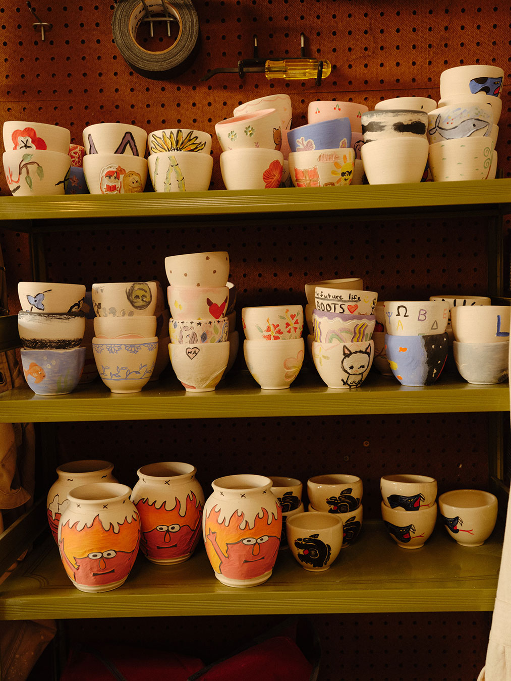 Pots on a shelf