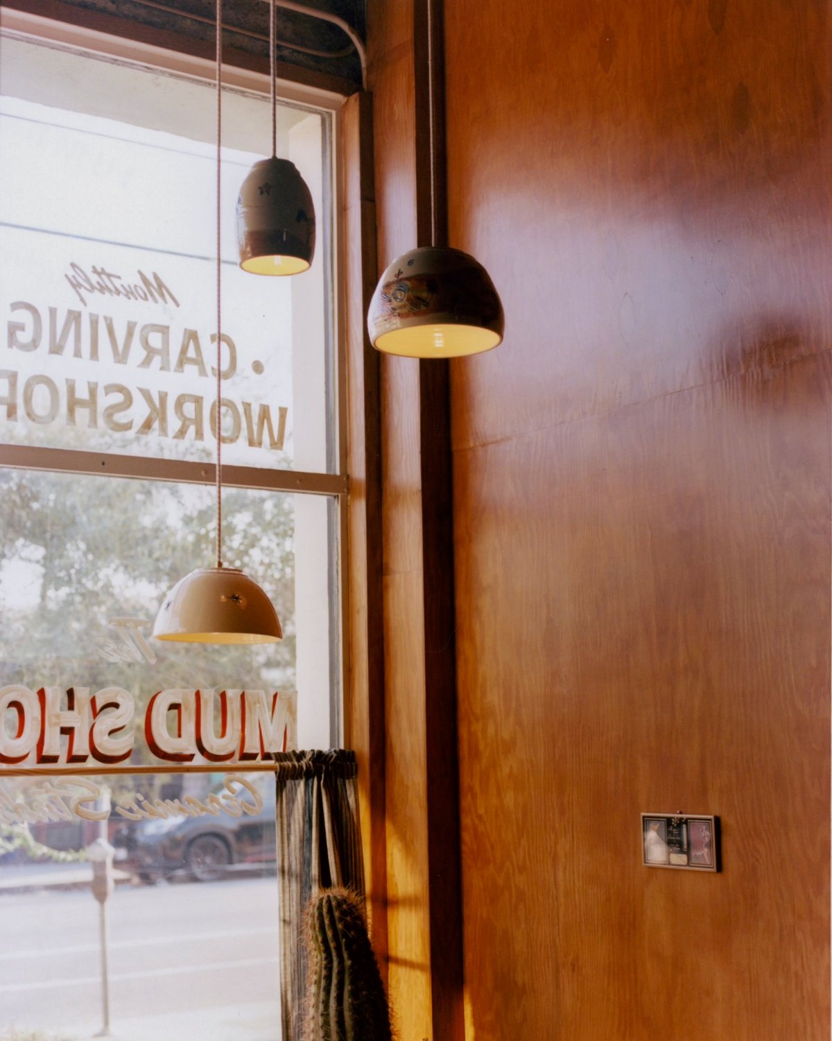 Wood on the walls in the storefront